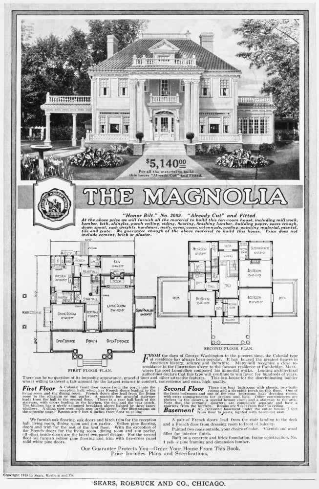 Sears Home Advertisement Poster Print - 1918 Magnolia Kit by Granger Collection