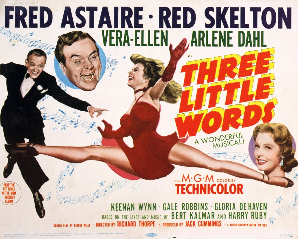 Three Little Words Movie Poster Print Featuring Fred Astaire, Red Skelton, Vera-Ellen, and Arlene Dahl