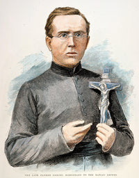 Father Damien 1889 Colored Engraving Poster Print by Granger Collection