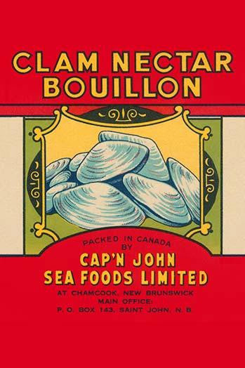 Vintage Captain John Brand Clam Nectar Bouillon Label Print