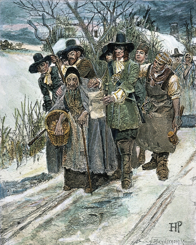 Arresting A Witch in the Streets of Salem, Massachusetts, 1692 - Wood Engraving by Howard Pyle