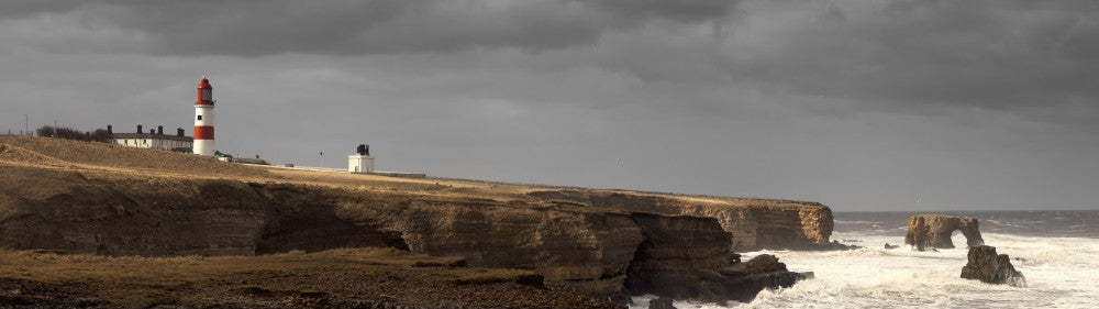South Shields Lighthouse and Cliffs Photo Print by John Short