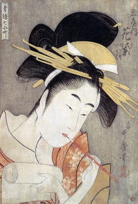 Geisha Smoking Fine Art Print by Utamaro - Multiple Sizes Available