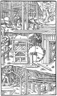 Mine Ventilation System Fine Art Print from Agricola's De Re Metallica (1556)