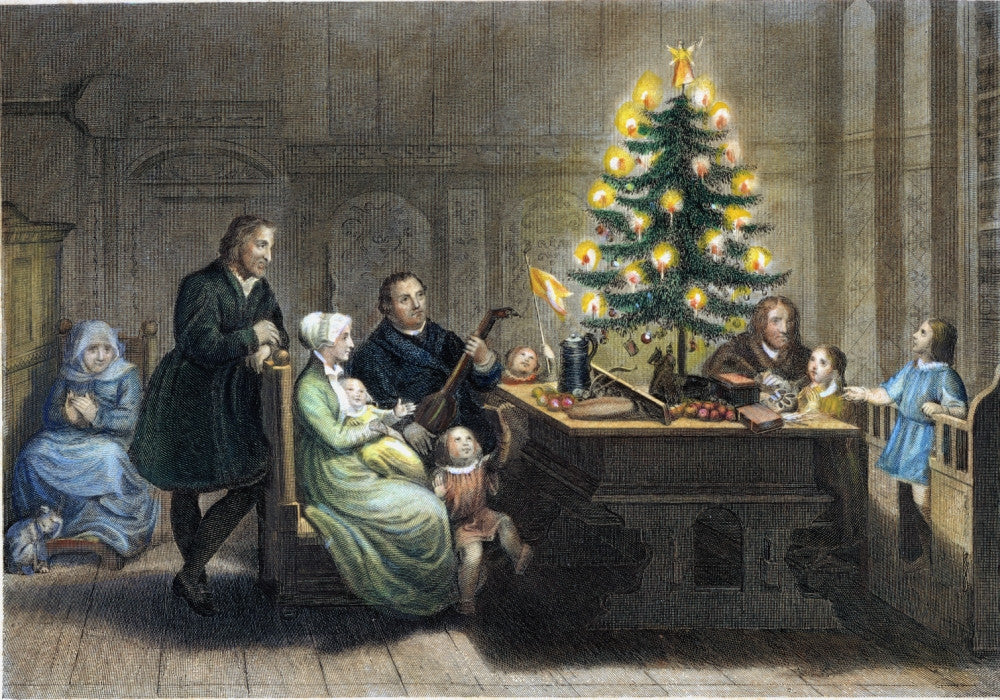 Martin Luther and Family Christmas Scene Fine Art Print