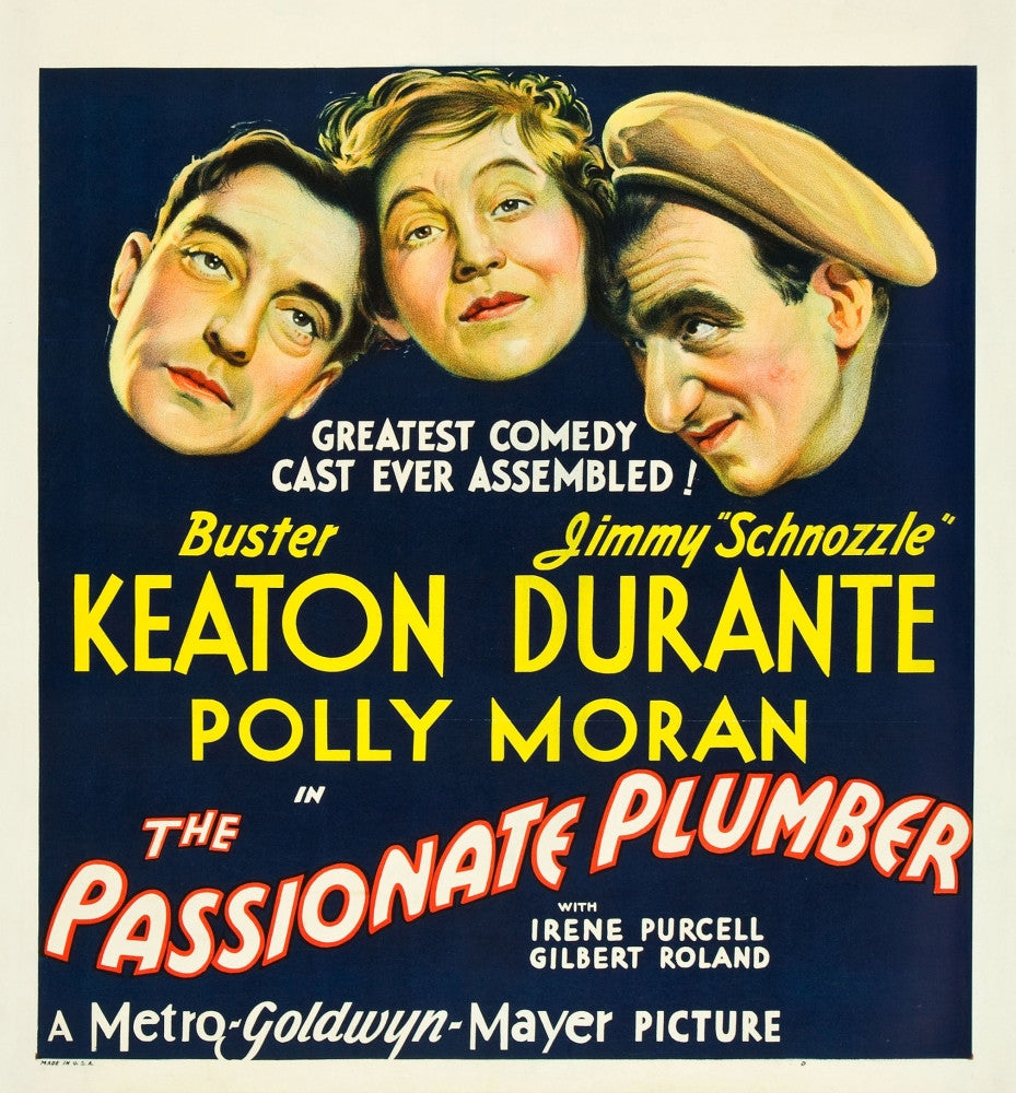The Passionate Plumber Movie Poster Print Featuring Buster Keaton, Polly Moran, and Jimmy Durante (1932)