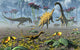 Dinosaurs in an Enchanted Garden Poster Print - Compsognathus, Stegosaurus, Triceratops, Nanotyrannus, and Camarasaurus