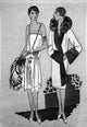 Elegant Women's Velvet Evening Dress & Fur Collar Coat French Illustration, C1925