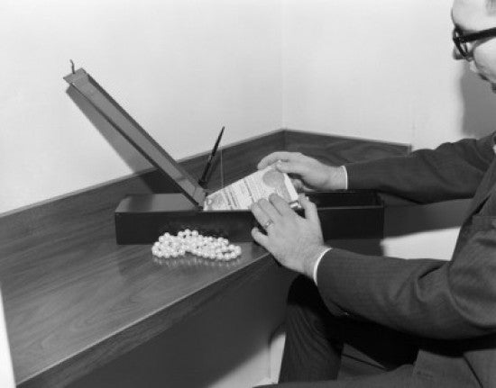 Man Accessing Safe Deposit Box Fine Art Print