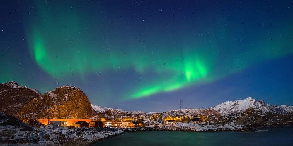Aurora Borealis Over Stamsund, Lofoten, Norway Fine Art Print