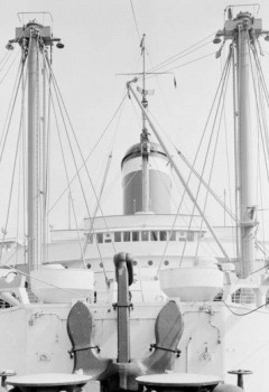 Anchor on Deck with Passenger Ship Background Poster Print