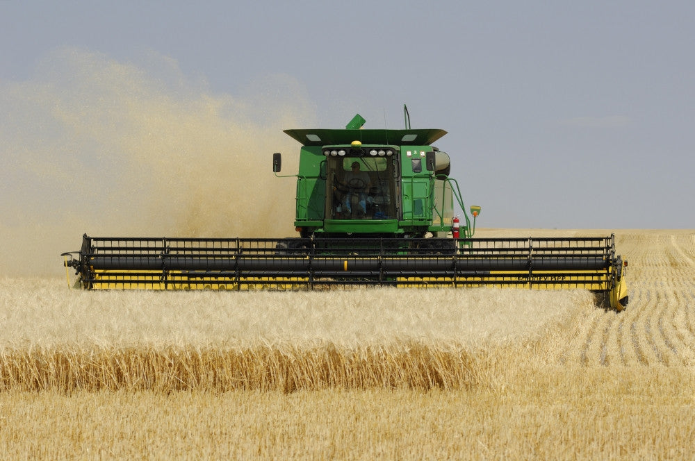 Combine Working A Field On The Prairies Fine Art Print