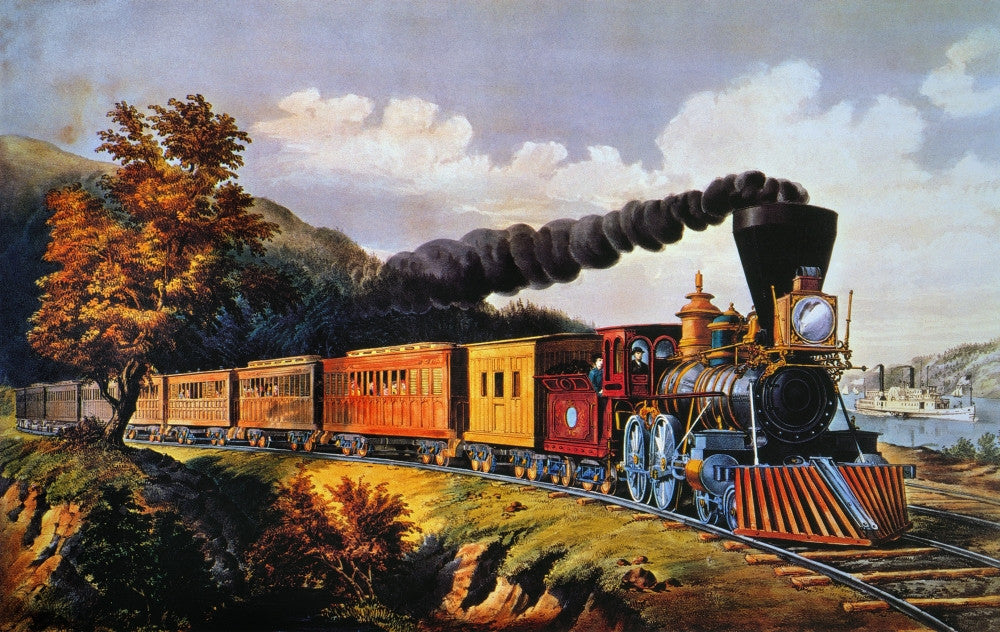 American Express Train Lithograph by Currier & Ives, 1864 - Fine Art Print