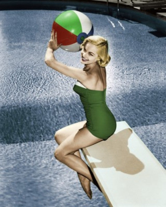 Side Profile of a Young Woman on a Diving Board Fine Art Print