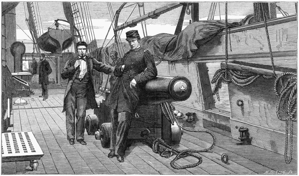 Civil War Engraving of Css Alabama - Captain Semmes & Bulloch