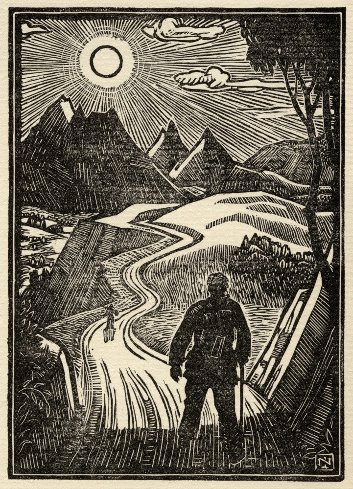 Woodcut Frontspiece Art Print by Norman James - The Gentle Art of Tramping