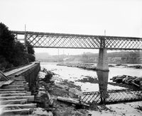 Wisconsin Lumber Mill and Railroad Bridge Vintage Photograph - C1890