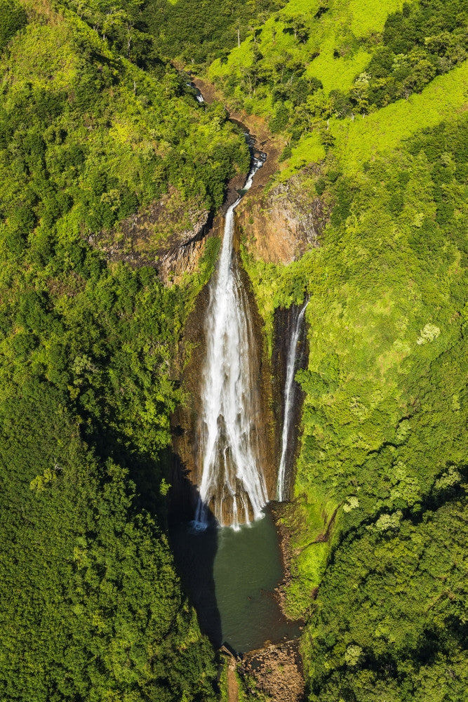 Manawaiopuna Falls Aerial Print by Russ Bishop - Jurassic Park Falls