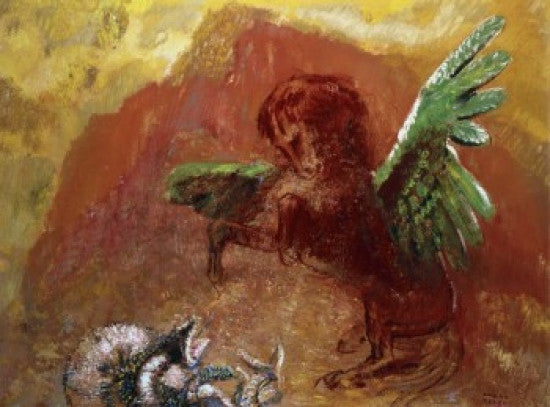 Pegasus and Hydra Fine Art Print by Odilon Redon | Posterazzi
