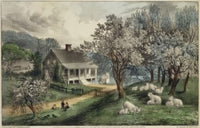 American Homestead: Spring Currier & Ives Lithograph Print