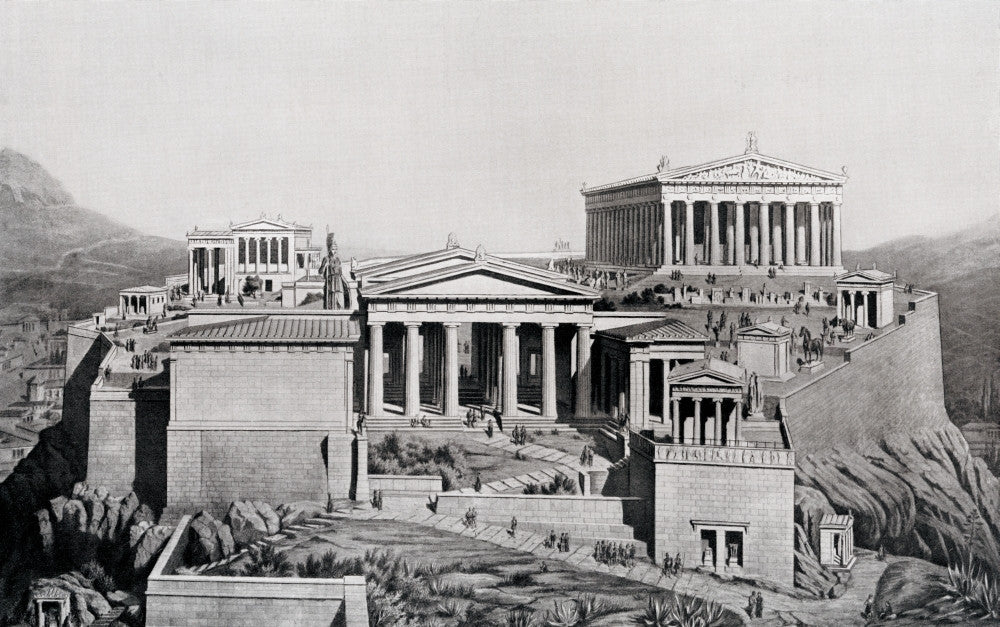 Imagined Reconstruction of The Acropolis of Athens Art Print by Ken Welsh