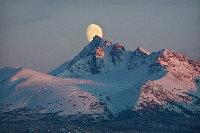 Moonrise Over O'Malley Peak Fine Art Print - Chugach Mountains