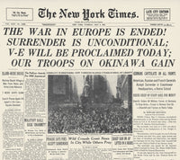V-E Day Frontpage Fine Art Print - New York Times, 1945