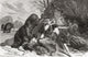 Prehistoric Men Battling a Great Bear Fine Art Print by Ken Welsh