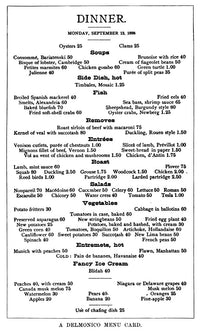 Delmonico's Restaurant Dinner Menu from 1898 Fine Art Print