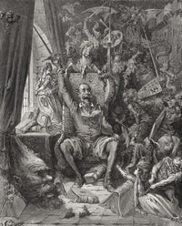 Engraving by Gustave Dore - Don Quixote in His Library Fine Art Print