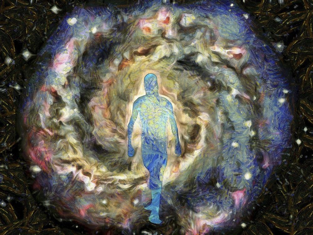 Vortex of Light Abstract Print Featuring Man's Silhouette by Bruce Rolff