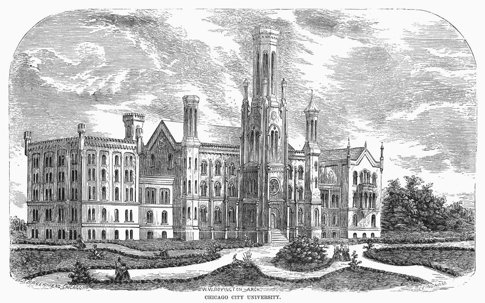 University of Chicago Established 1891 Line Engraving Print