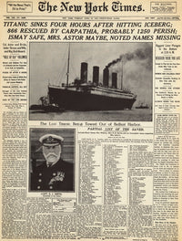 Titanic Headline Fine Art Print - Front Page of The New York Times, 1912