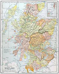 19th Century Engraved Map of Scotland Poster Print by Granger Collection