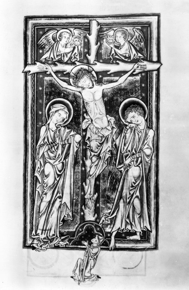 Crucifixion of Christ Illumination from the Psalter (1250)