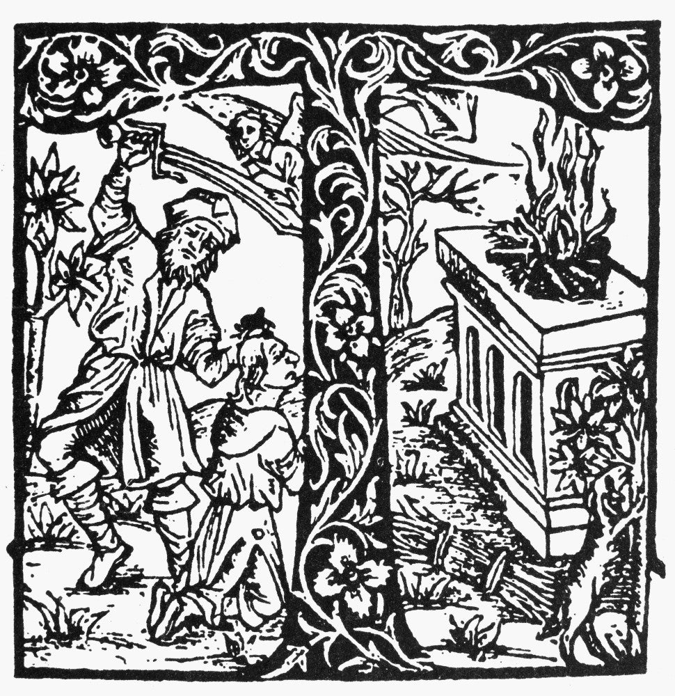 Sacrifice of Abraham Fine Art Print - Woodcut from Lyon Missal