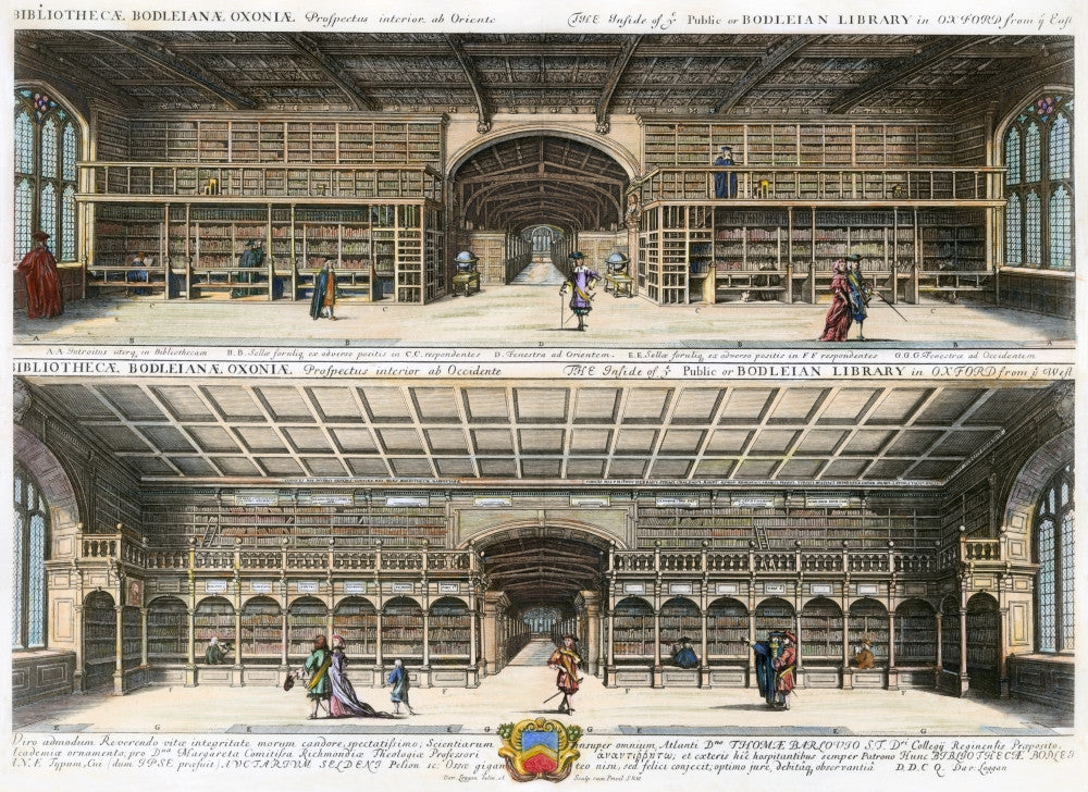 Bodleian Library Interior Fine Art Print from 1675 by David Loggan