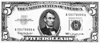 Five Dollar Bill Fine Art Print Featuring Abraham Lincoln by Granger Collection