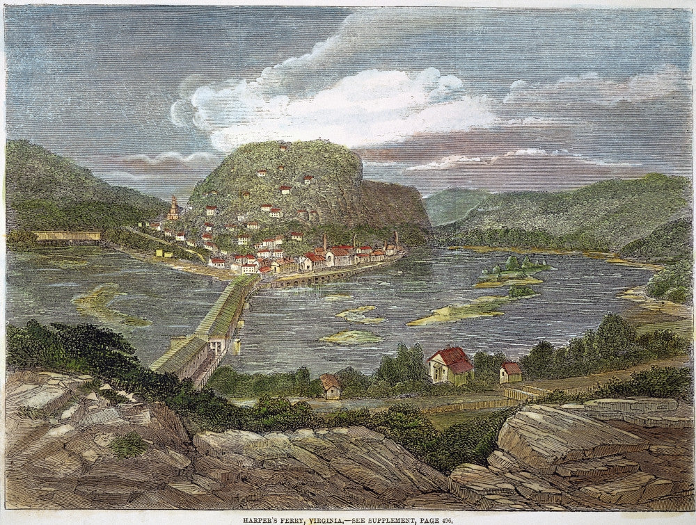 View of Harper's Ferry, West Virginia - Wood Engraving Print by Granger Collection