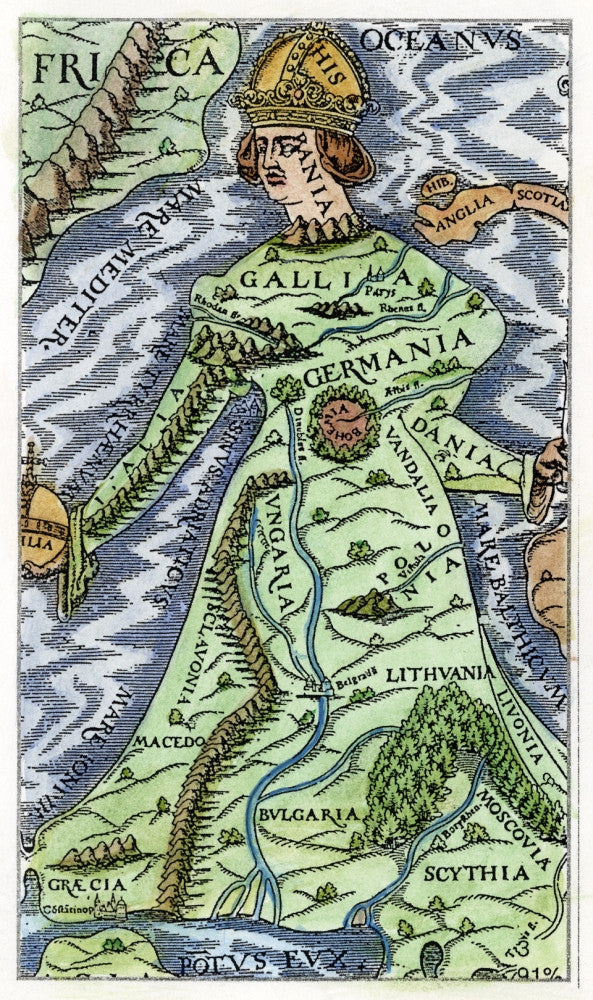 Europe as a Queen Fine Art Print from Sebastian Munster's Cosmographia, 1588