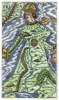 Europe as a Queen Fine Art Print from Sebastian Munster's Cosmographia, 1588