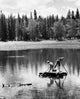 Two Children Rowing a Wooden Raft Fine Art Print