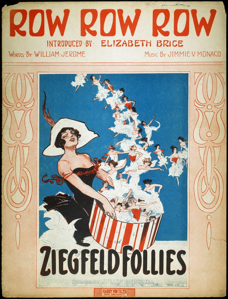 Row Row Row Fine Art Print - 1912 Ziegfeld Follies Sheet Music Cover