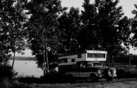 Motor Home Parked by Lake Fine Art Print - Multiple Sizes Available
