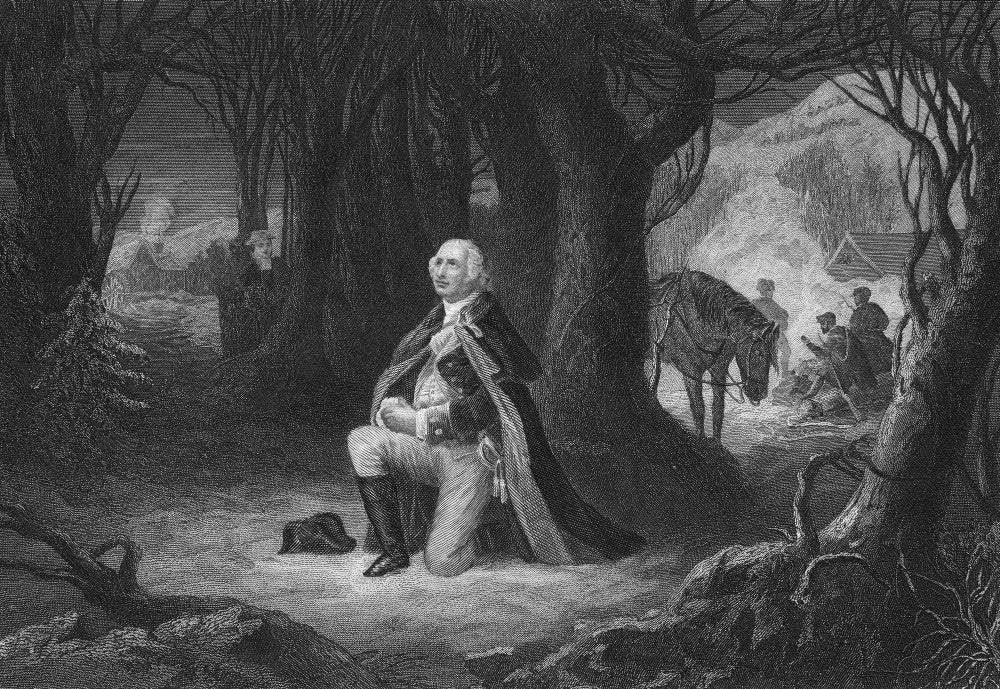 George Washington's Prayer at Valley Forge - 19th Century Steel Engraving | Poster Print by Granger Collection
