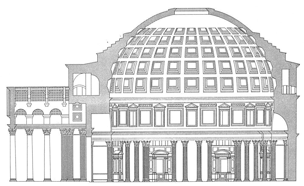 Modern Diagram of the Roman Pantheon Cross Section Poster Print by Granger Collection