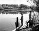 Two Boys Fishing in Lake Fine Art Print