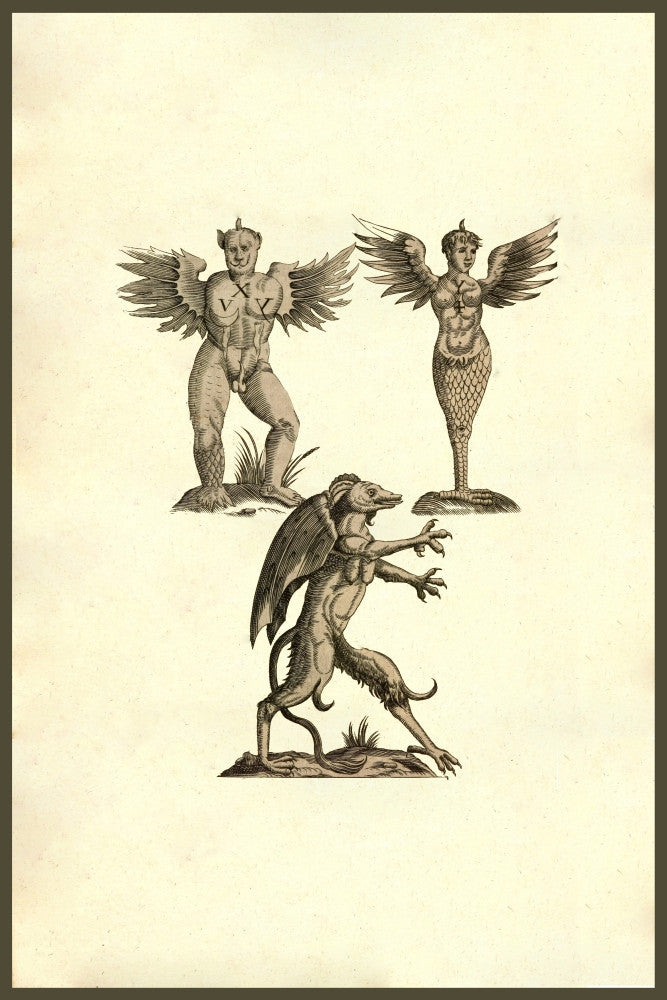 Winged Creatures Fine Art Print by Ulisse Aldrovandi - Monstrorum Historia