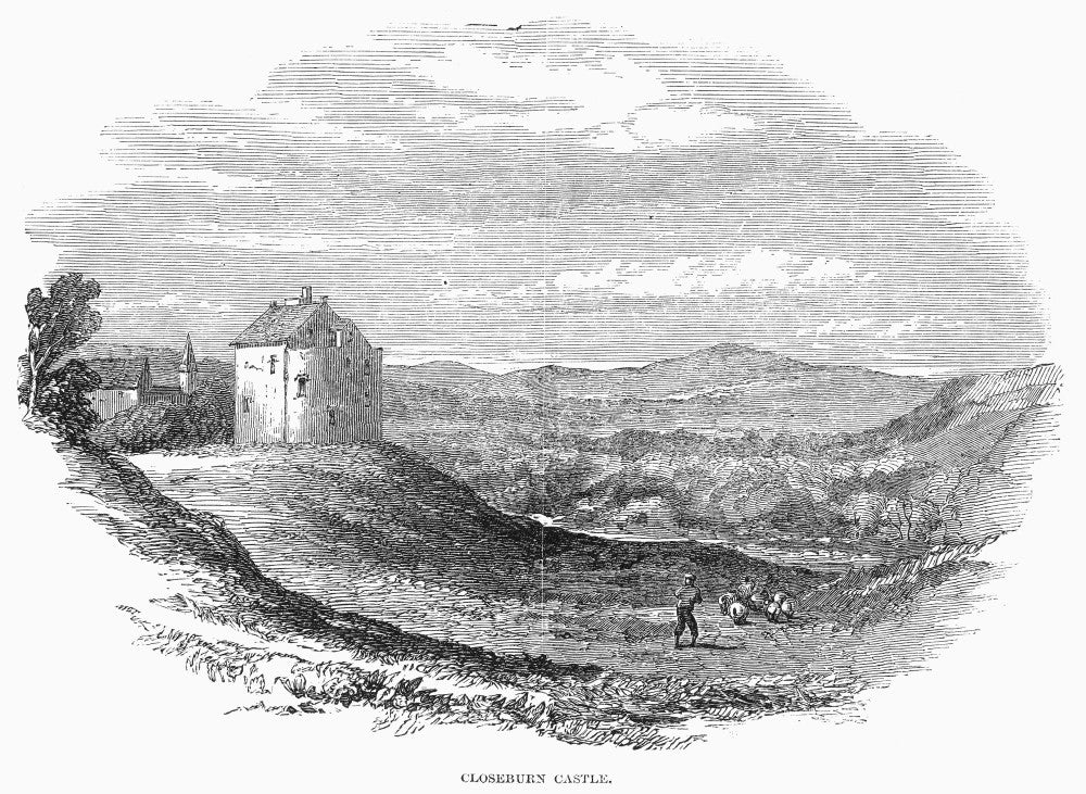 Closeburn Castle Fine Art Print - Wood Engraving from 1853