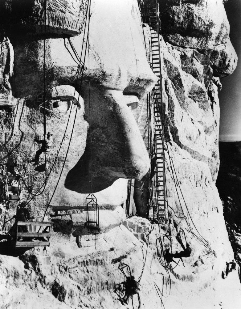 Mount Rushmore Construction Poster Print - Abraham Lincoln, 1936